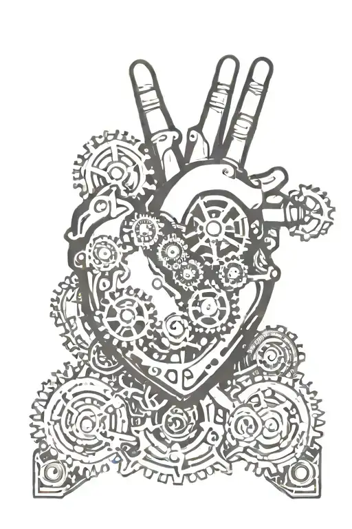 Mechanical Hand Holding A Heart With Gears