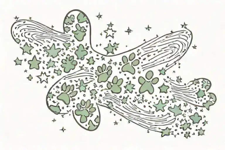 Dog Paw Print In Shooting Star Fashion