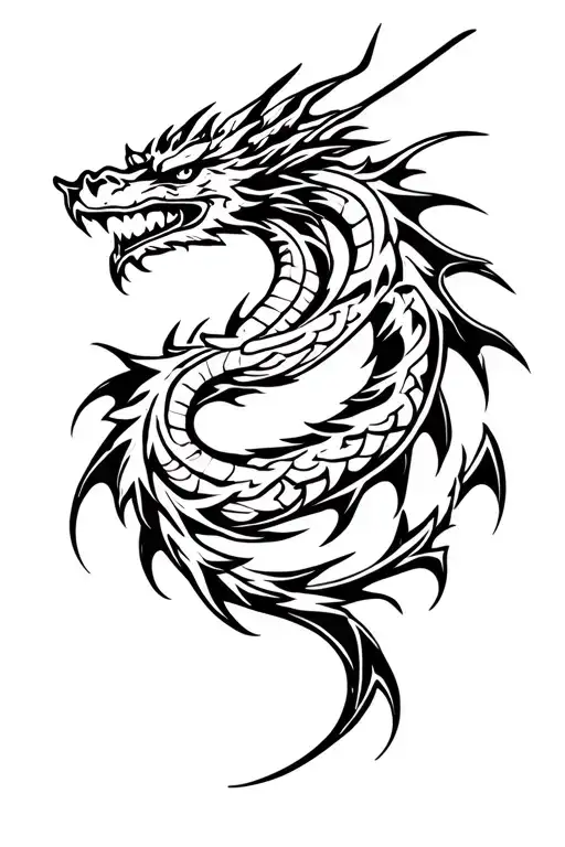 Tribe Symbols In Shape Dragon Emerging