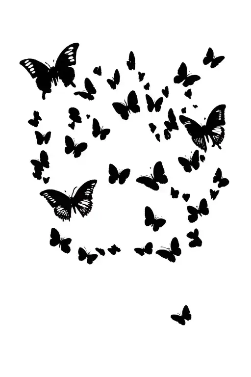 Dog Paw Print With Black Butterflies Flying Around It