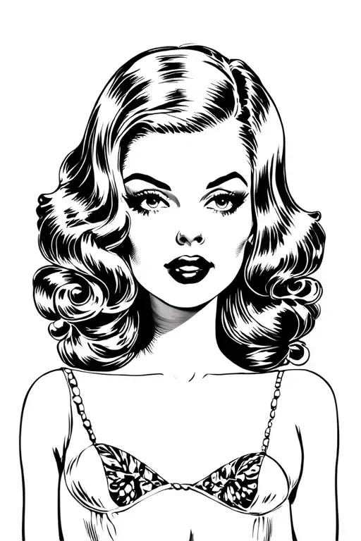 Pin Up Doll Standing Faced Forward Looking Back