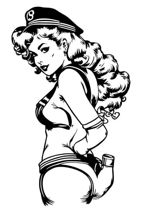 Pin Updoll Style Sailor Jerry Standing Faced Forward Looking Back Over Shoulder