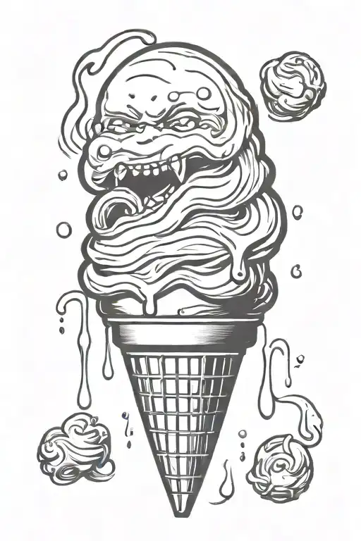 Girls Mouth Licking Melting Ice Cream Cone