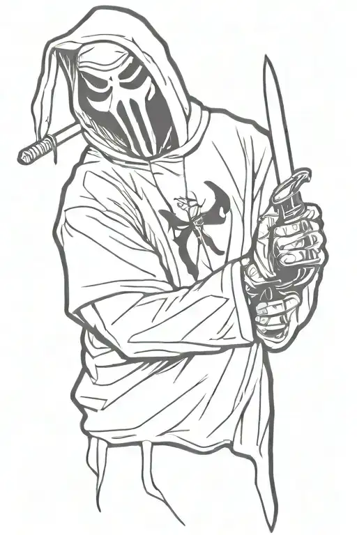 Ghostface Holding A Bloody Knife