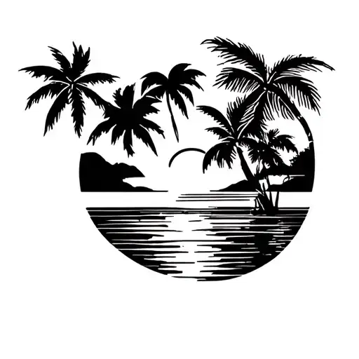 Tropical Sunset Scene Jamacian