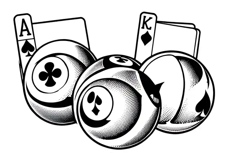Pool Balls With Playing Cards