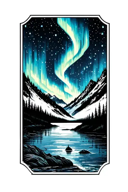 Alaska Scene With Northern Lights