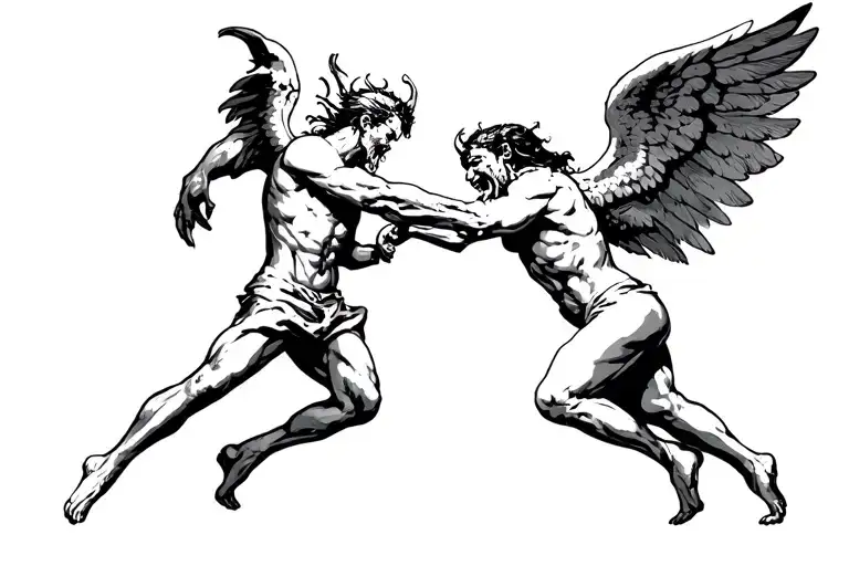 Demons And Angels Fighting