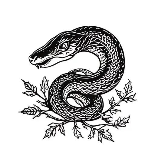 Beautiful Serpent With Oak Leaves In The Background