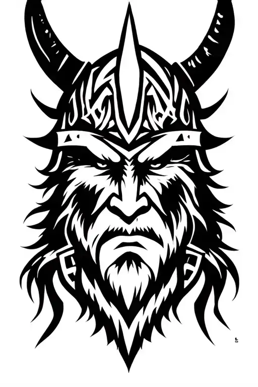 Viking Berserker Head Tribal Inspired Design Featuring