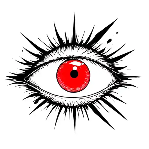 Red Eyeball Surrounded By Black