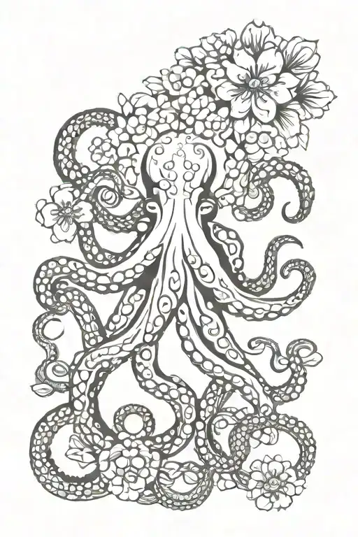 Octopus With Flowers Intertwined