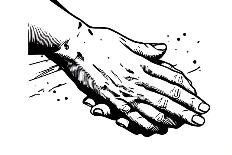 Father Son Mirrored Hand In Hand