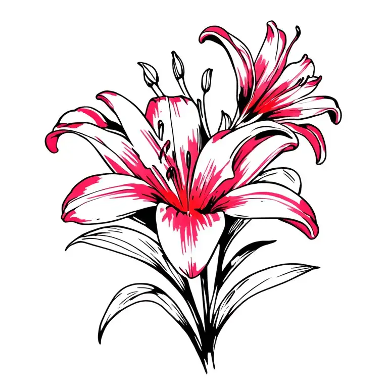 Lily Flowers Blooming Red And Pink