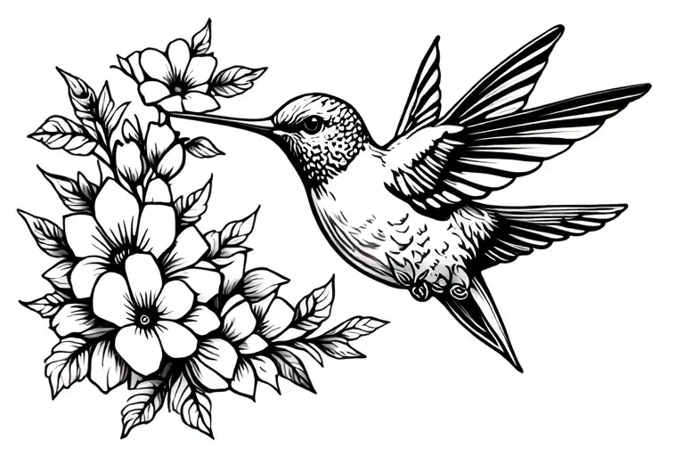 Hummingbird Surrounded By Flowers