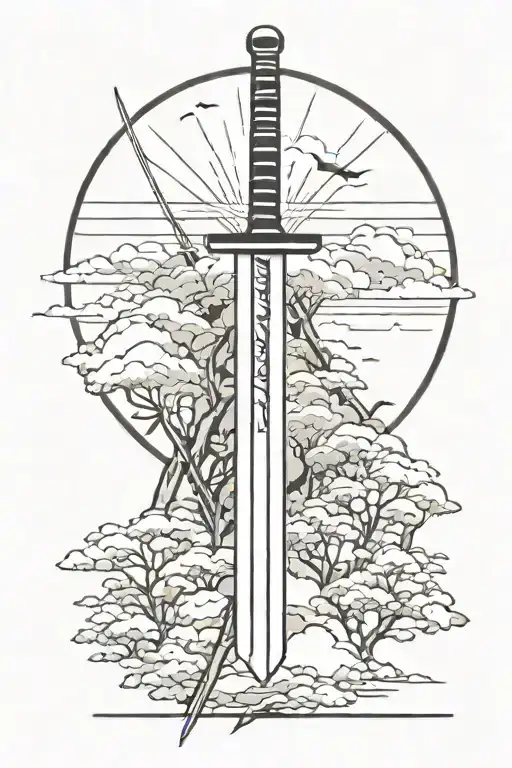 A Large Katana Sword Saying Push Pasture Limits