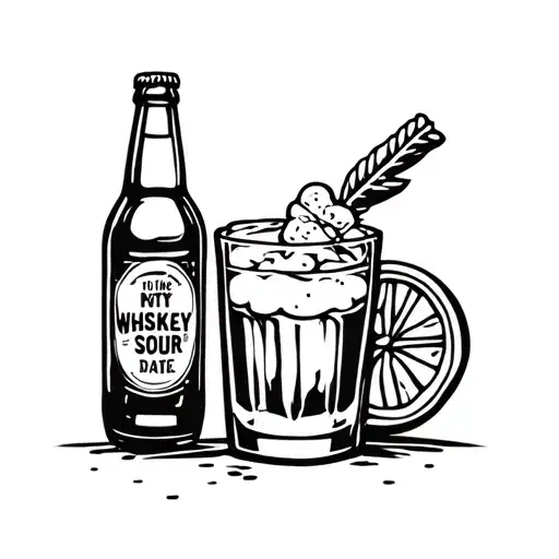 Whiskey Sour With Bottle Of Beer