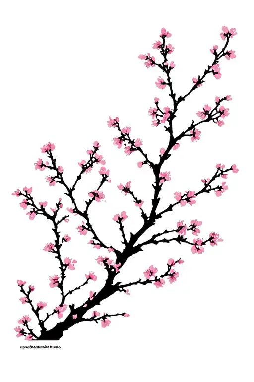 Cherry Blossom Branches Stretching Towards