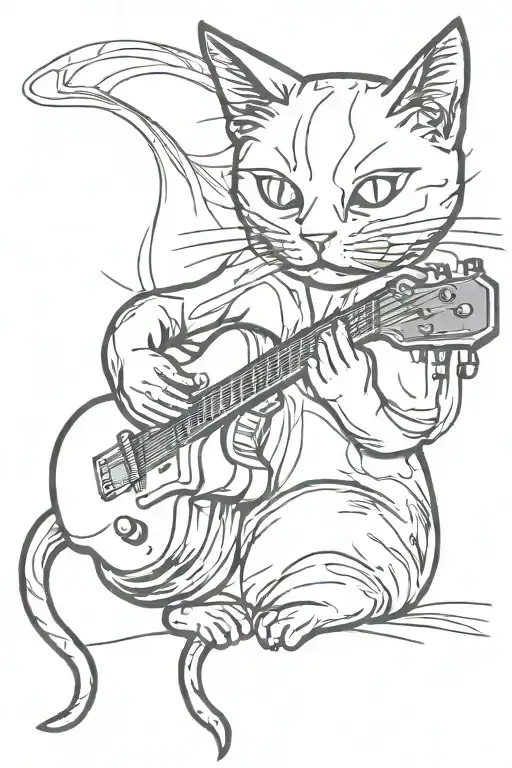 Black Cat Playing A Guitar