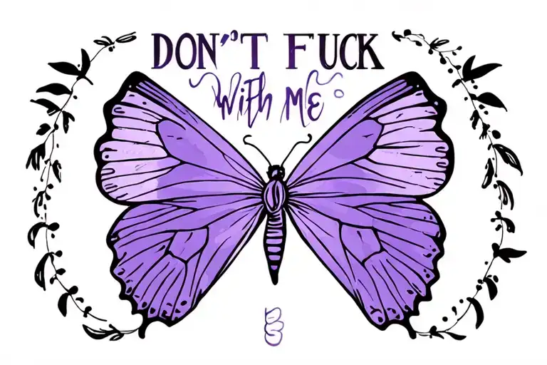 Dont Fuck With Me Nots Surrounding A Purple Butterfly