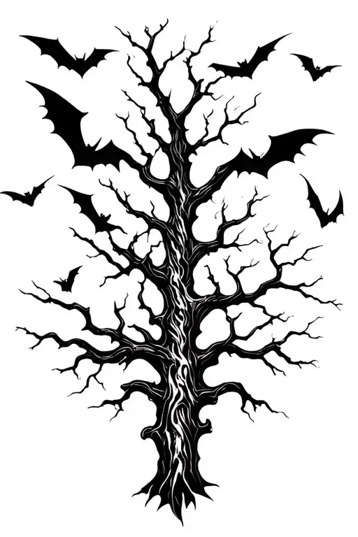 Fear No Evil With Poison Tree And Bats Flying