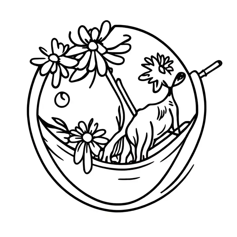 Canoe Paddle With Moose And Daisy Flower On It