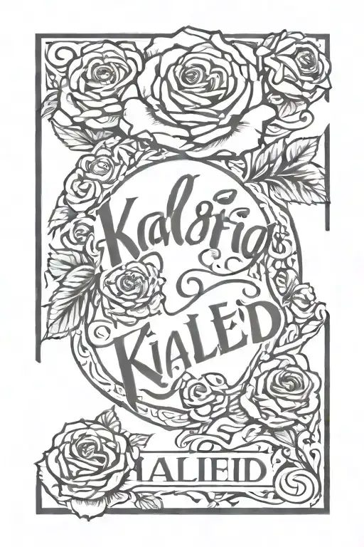 The Name Khaleid With Roses And Baby Feet