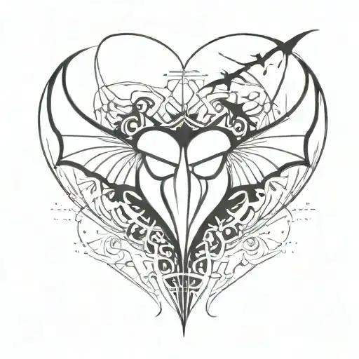 Cyber Sigilism Heart With Bats