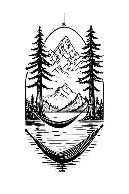 Hammock Forest Lake Surrounded By Mountains