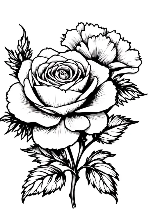 Carnation And Rose Flowers