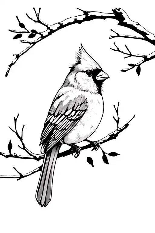 Cardinal On A Branch In Winter