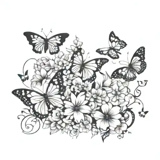 Half Sleeve Women Dark Feminine Tattoo Butterflies & Flowers Abit Of Colour