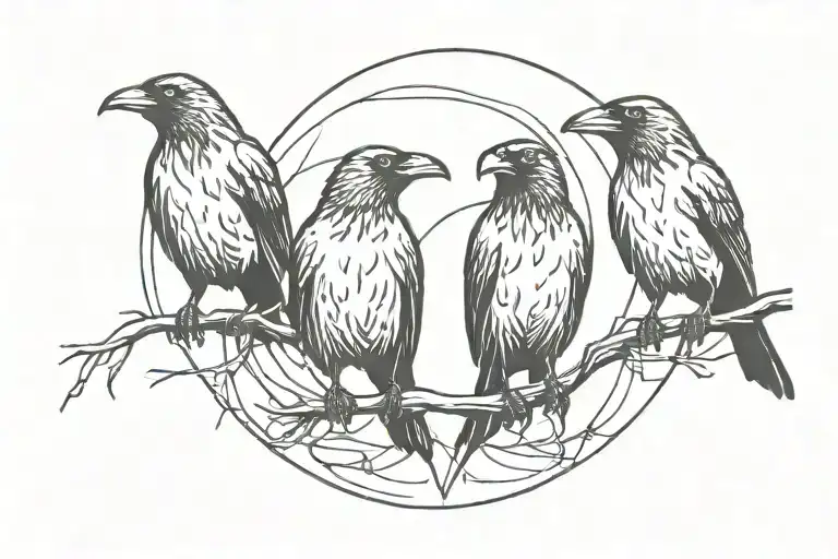 Three Crows Sitting