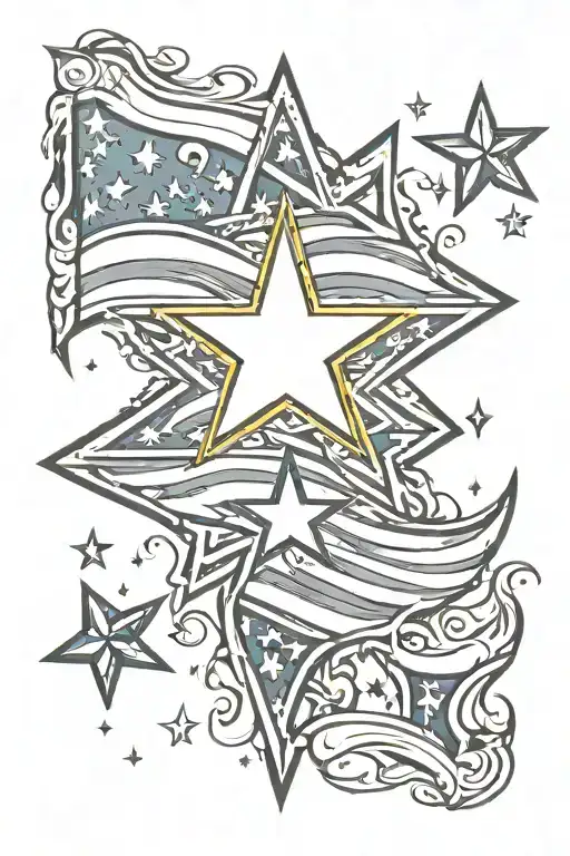 Puerto Rican Flag Waving Surrounded By A Yellow Star That Says Luly