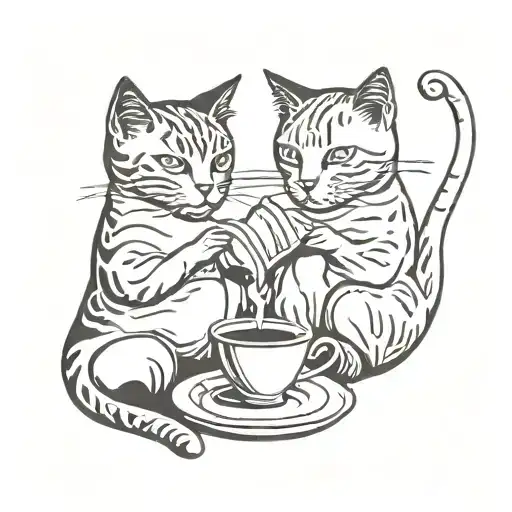 Cats Reading Tea Wind Blowing
