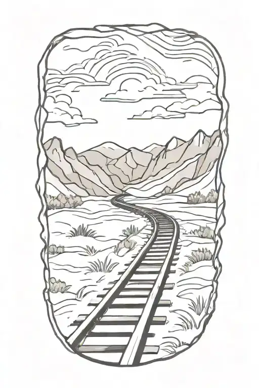 A Train Track Winding Through A Fiery Landscape