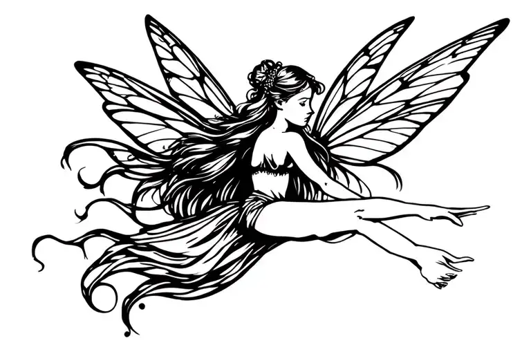 Flying Fairy With Out Reached Arm