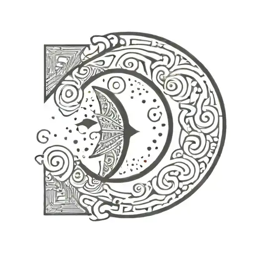 Shaju Letter With Half Moon Small And Unique Tattoo Design