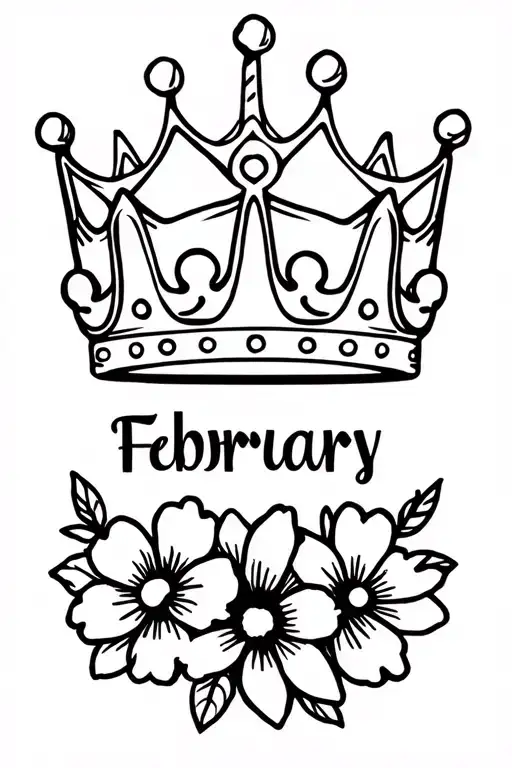 Princess Crown With Birth Flowers For February And March