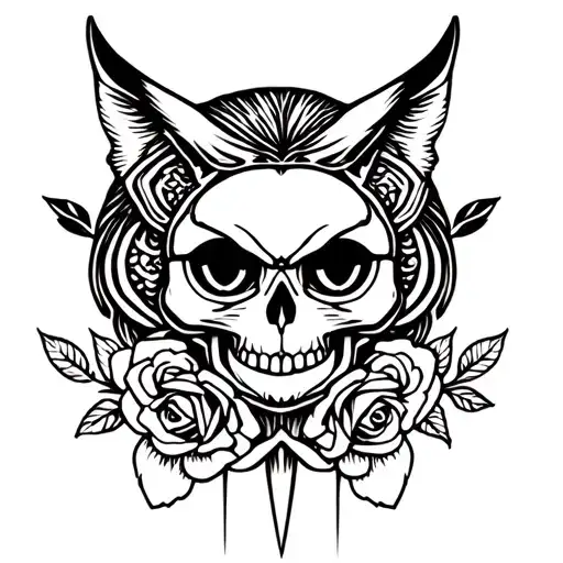 Skull Dagger Cat Owl Magic Roses