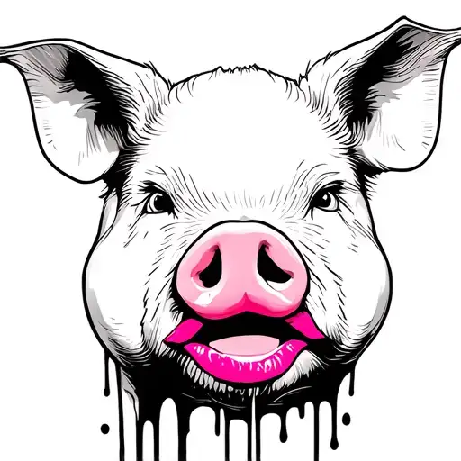 Smeared Lipstick On A Crying Pig