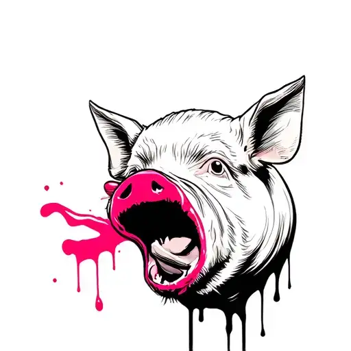 Smeared Lipstick On A Crying Pig Dark Surrealism