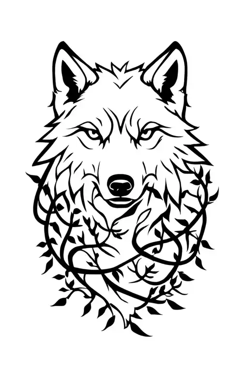 Guardian Wolf With Vines Wrapped Around It