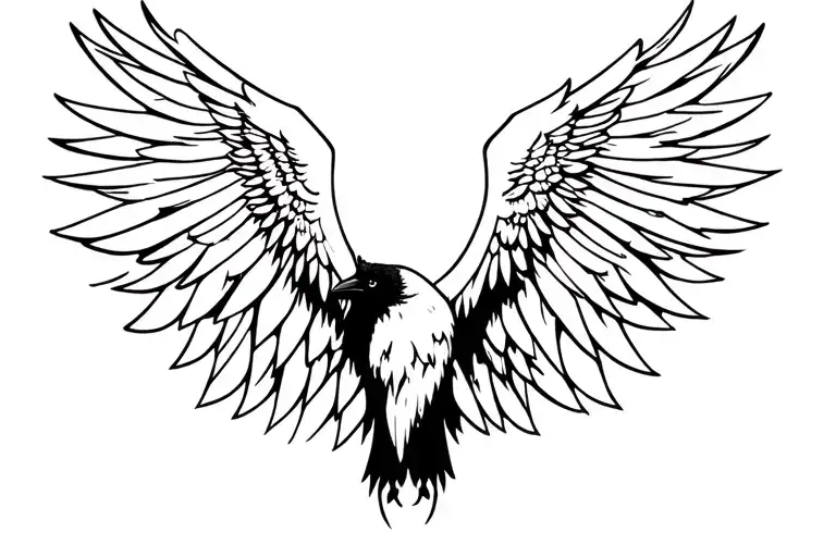 Valkyrie Wings With Raven Above