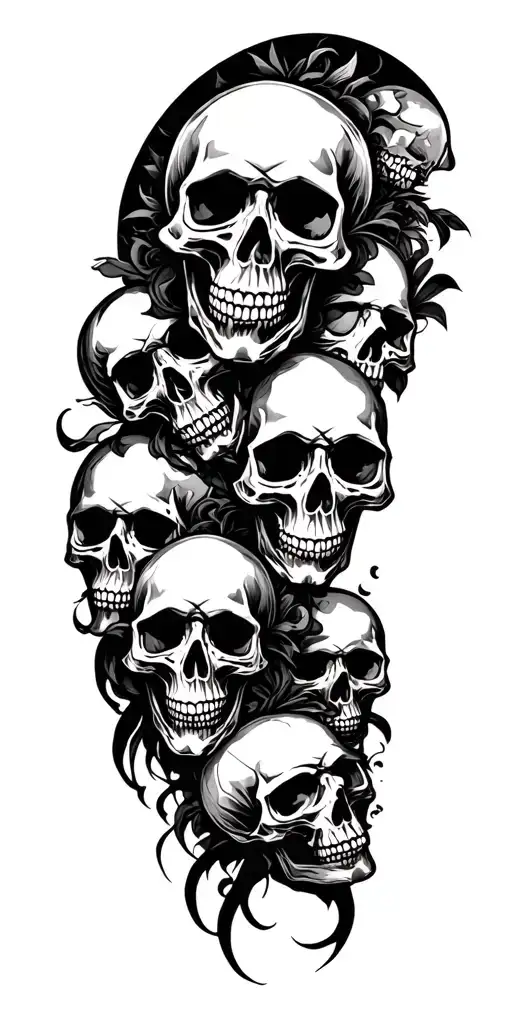 Skulls Connected Up Arm Sleeve No Background