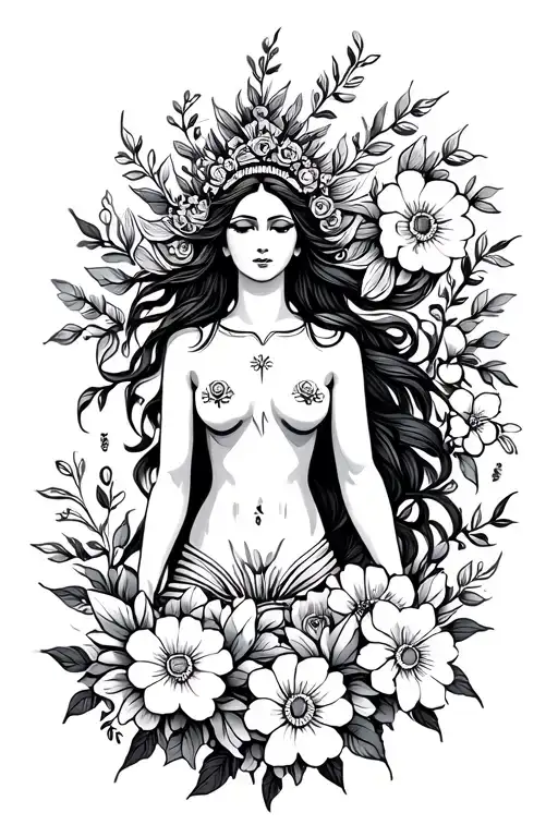 Goddess Surrounded By Flowers