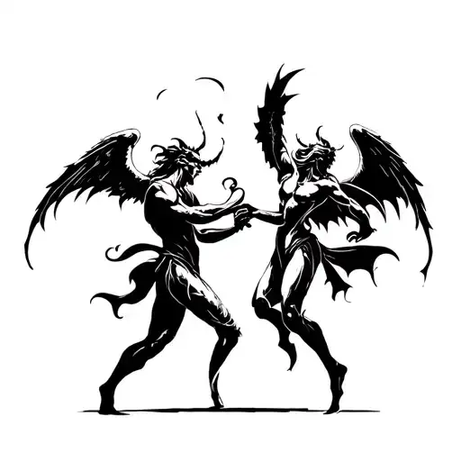 Demons And Angels Fighting