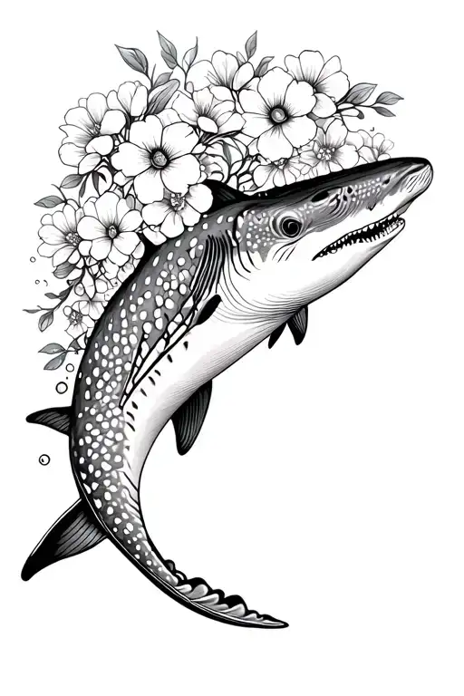 A Whale Shark Made Of Flowers Blooming