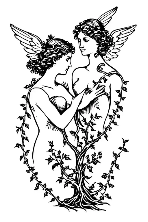 Cupid And Psyche Vines Growing Together