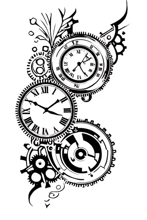 Clock Gears And Watch